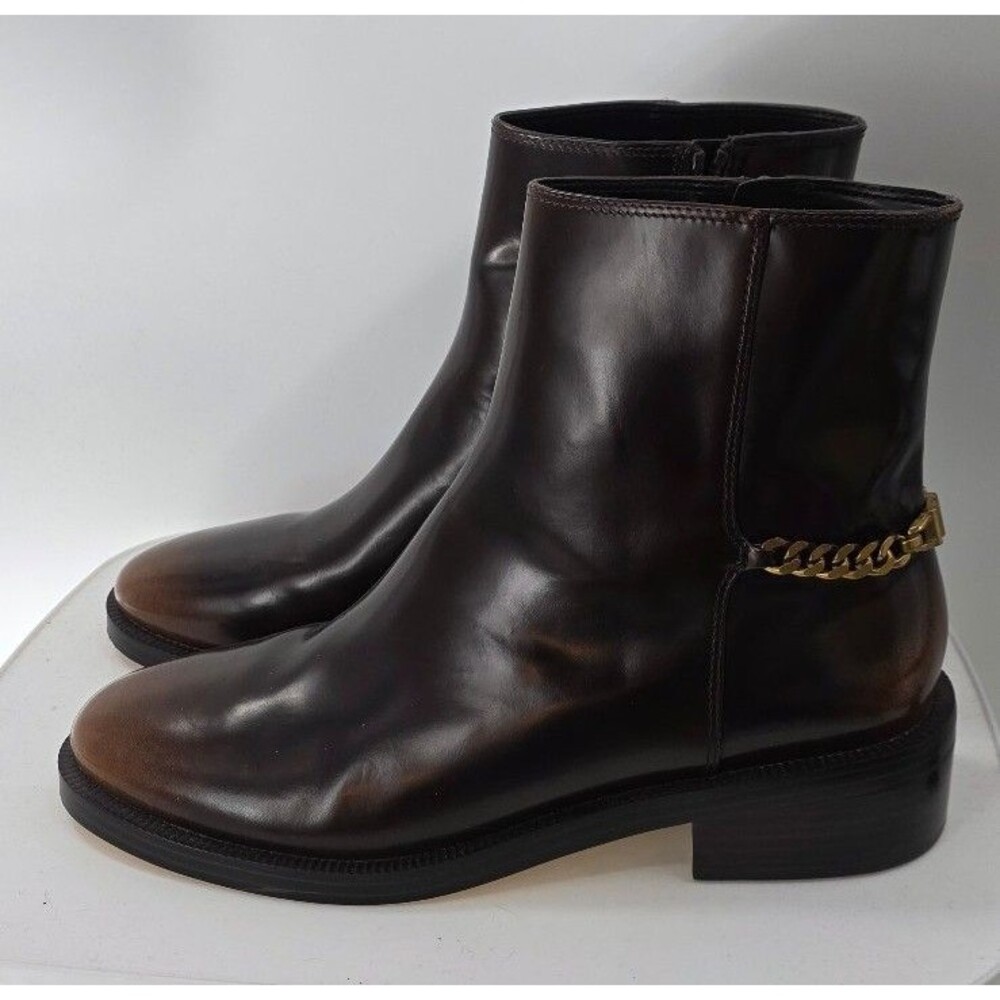 Michael Kors Carlisle Burnished Leather Chain Equestrian Style Boot